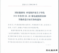 2016年各省煤电超低排放和节能改造目标