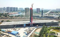 保定乐凯大街南延工程转体斜拉桥斜拉索完成安装