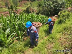 降雨后电杆倾斜会泽供电局紧急抢修山区村民有电用